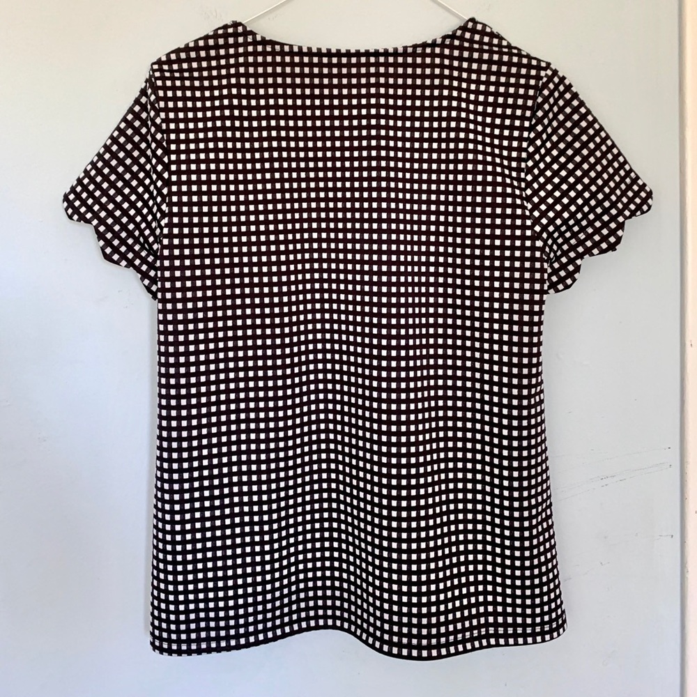 Anthropologie Checkered Shirt with Scallop Sleeves - Picture 3 of 3
